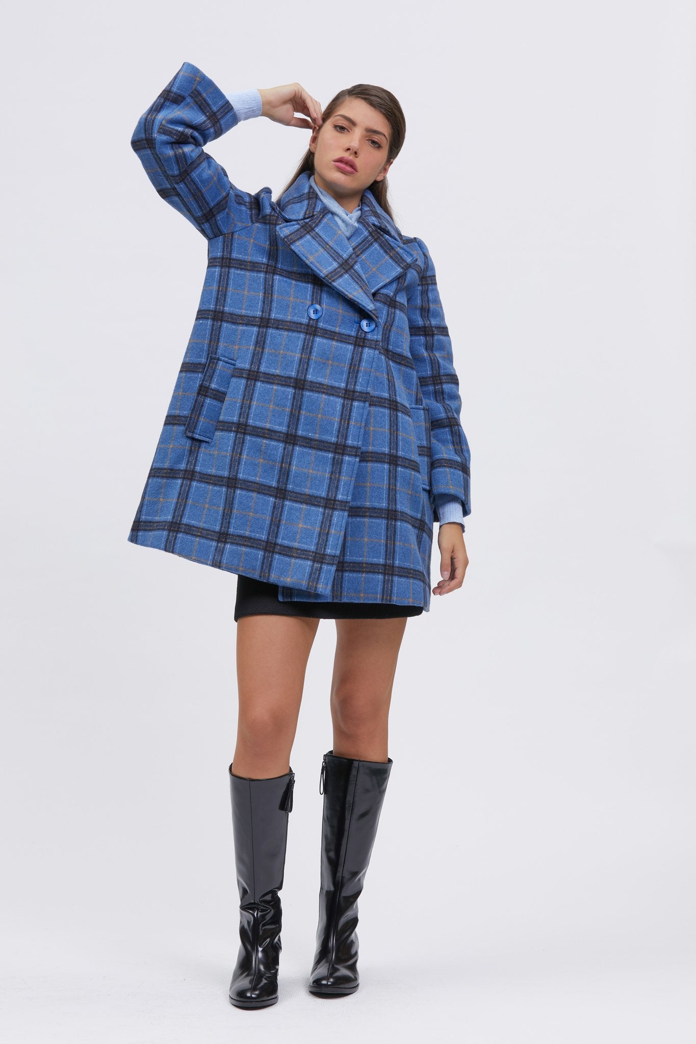 Cantabrian Coat Blue/Orange Check