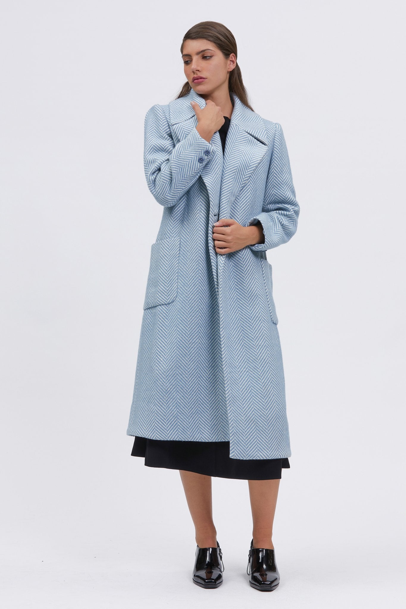 Ruscello Coat Blue Herringbone